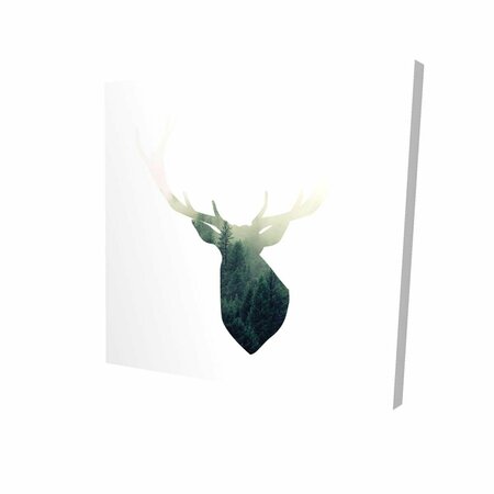 BEGIN HOME DECOR 12 x 12 in. Deer Head with Green Landscape Shape-Print on Canvas 2080-1212-AN469
